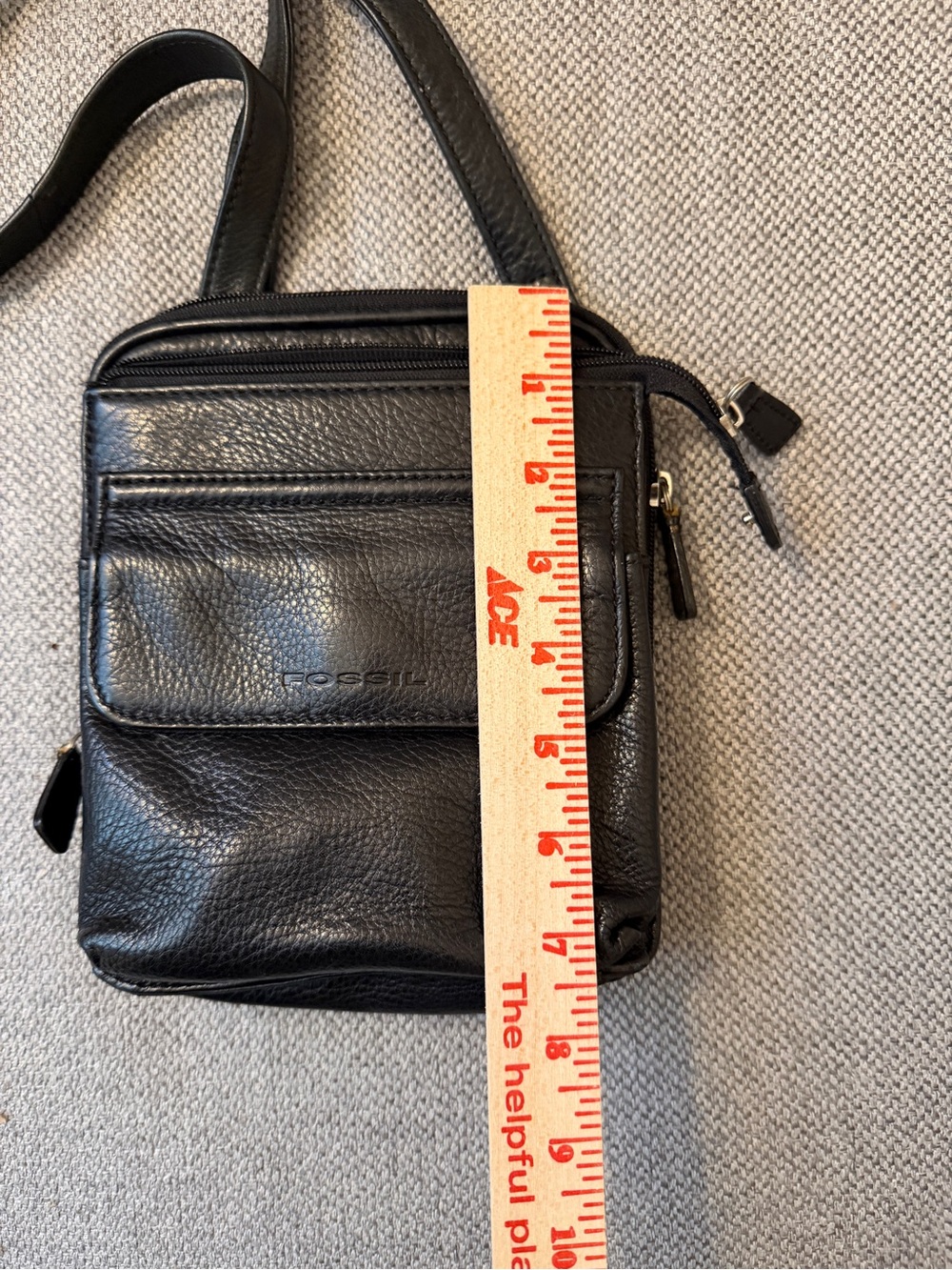 Fossil Black Leather Crossbody Shoulder Bag - Picture 3 of 6